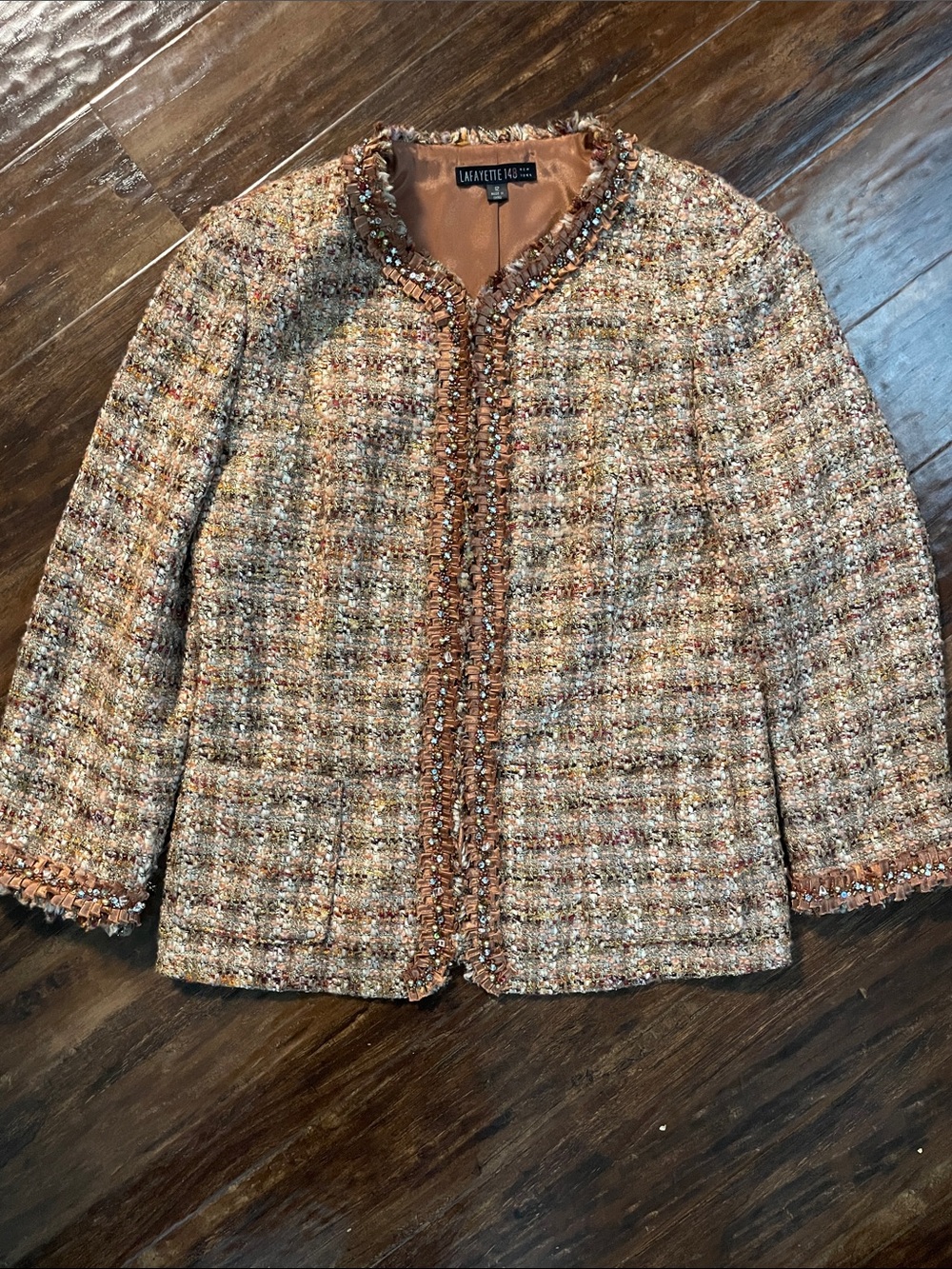 Lafayette 148 New York Brown Multi Tweed Bouclé Jacket